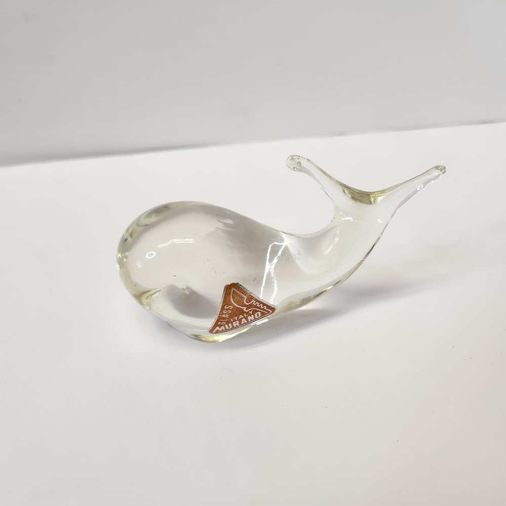 Vintage Murano Italian Blown Glass Whale Figurine Art Home Decor Collectible - Picture 1 of 10